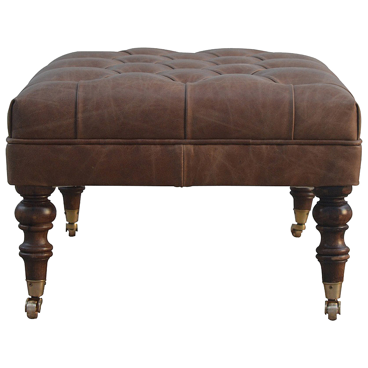Buffalo Leather Button-Tufted Ottoman - Image 9