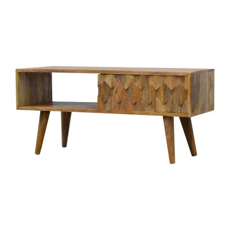 Sliding Door TV Console with Carved Detailing