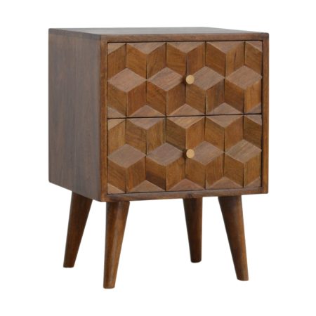 Textured Drawer Nightstand with Nordic Base