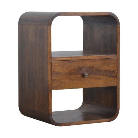 Rounded Edge Bedside Unit with Extra Shelving