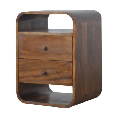 Chestnut Curved 2-Drawer Nightstand