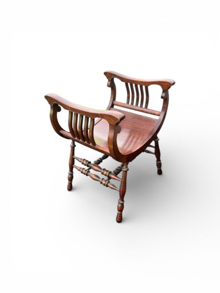 Early 20th-Century Solid Wood Vanity Saddle Chair