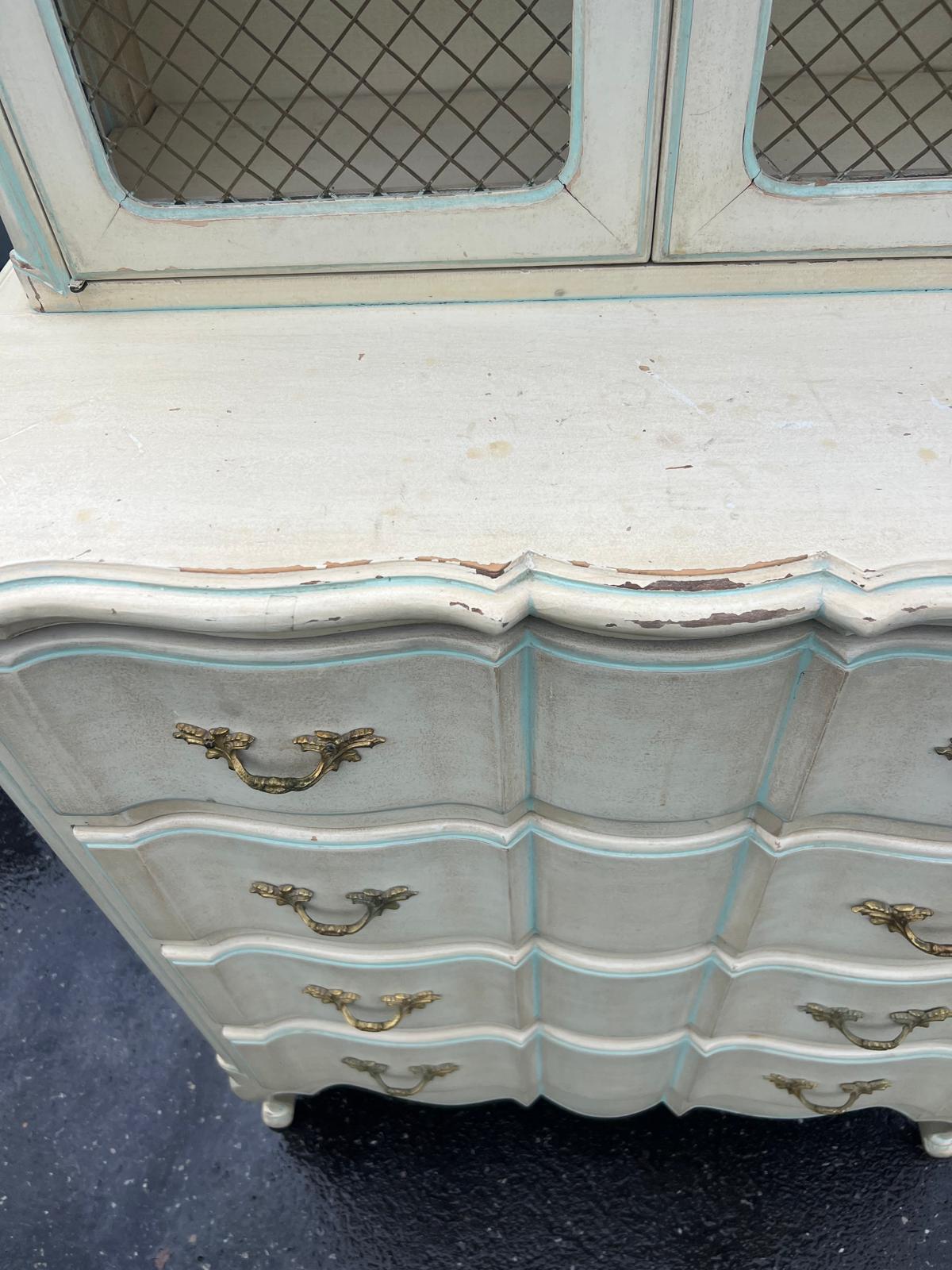 Vintage French Provincial Painted Secretary Desk - Image 4