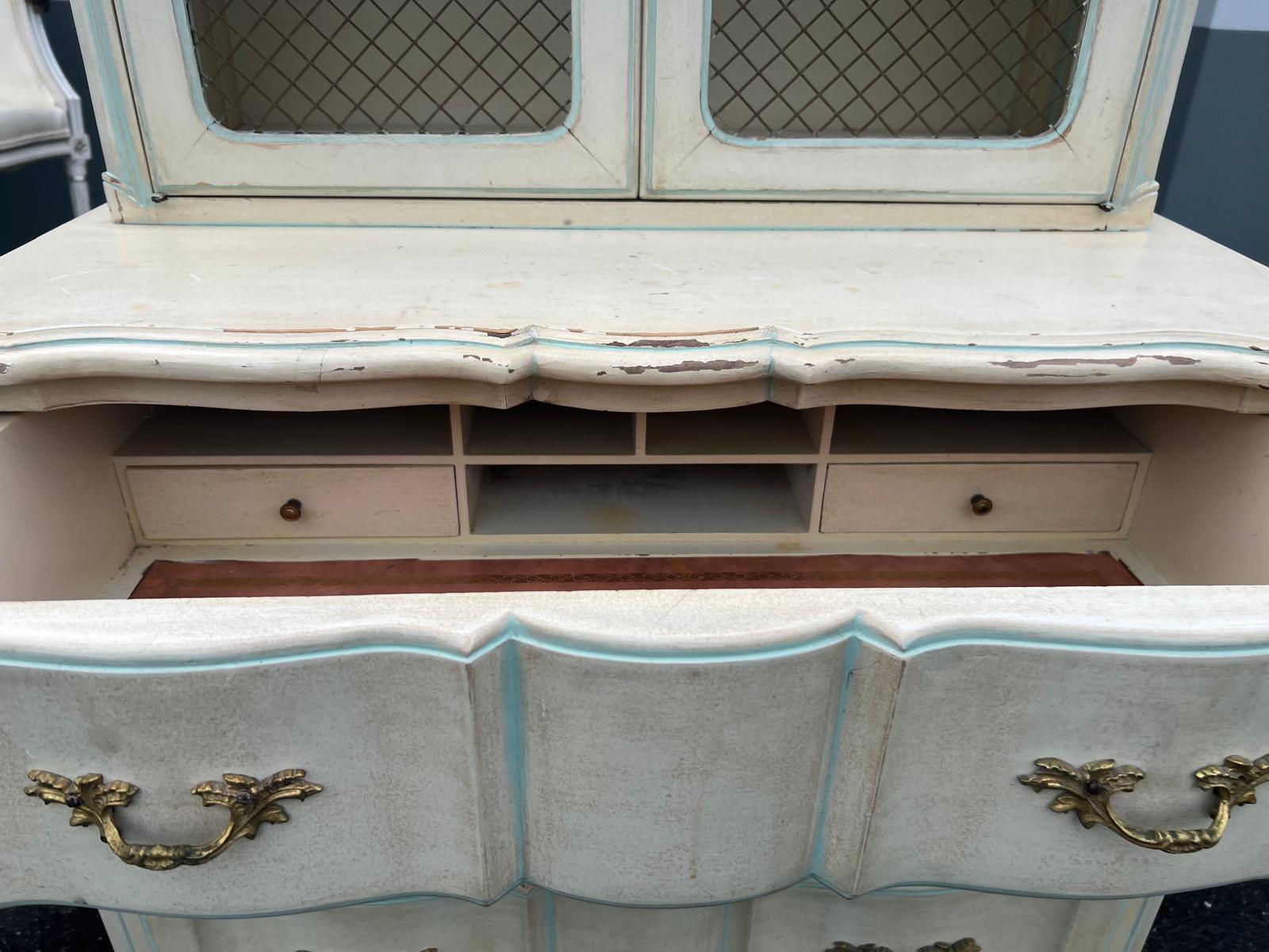 Vintage French Provincial Painted Secretary Desk - Image 3