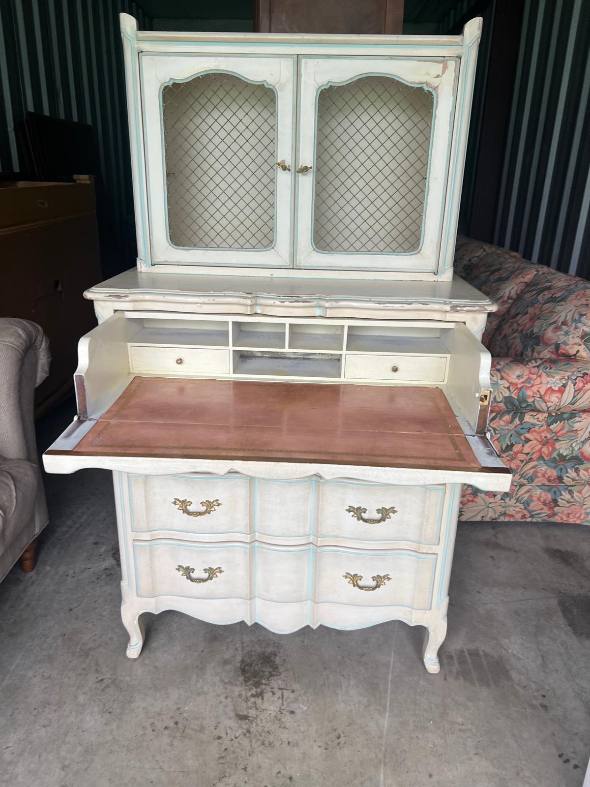 Vintage French Provincial Painted Secretary Desk - Image 2