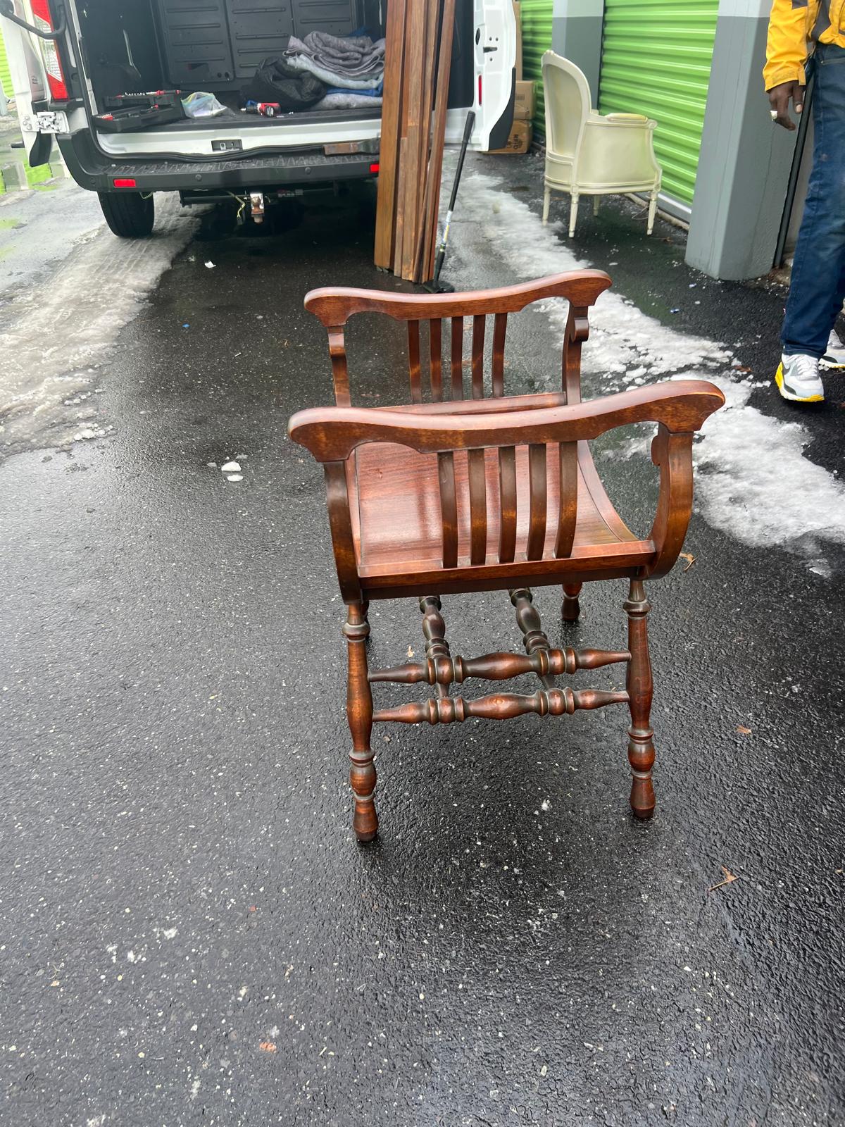 Early 20th-Century Solid Wood Vanity Saddle Chair - Image 4
