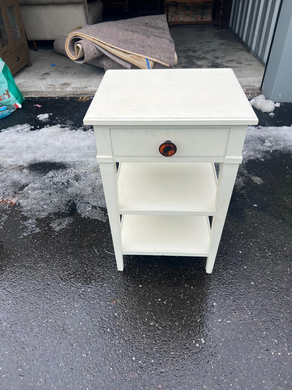 White Painted Nightstand with Drawer & Open Shelving - Image 3