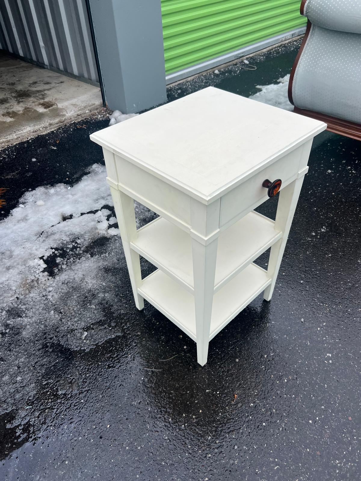 White Painted Nightstand with Drawer & Open Shelving - Image 4