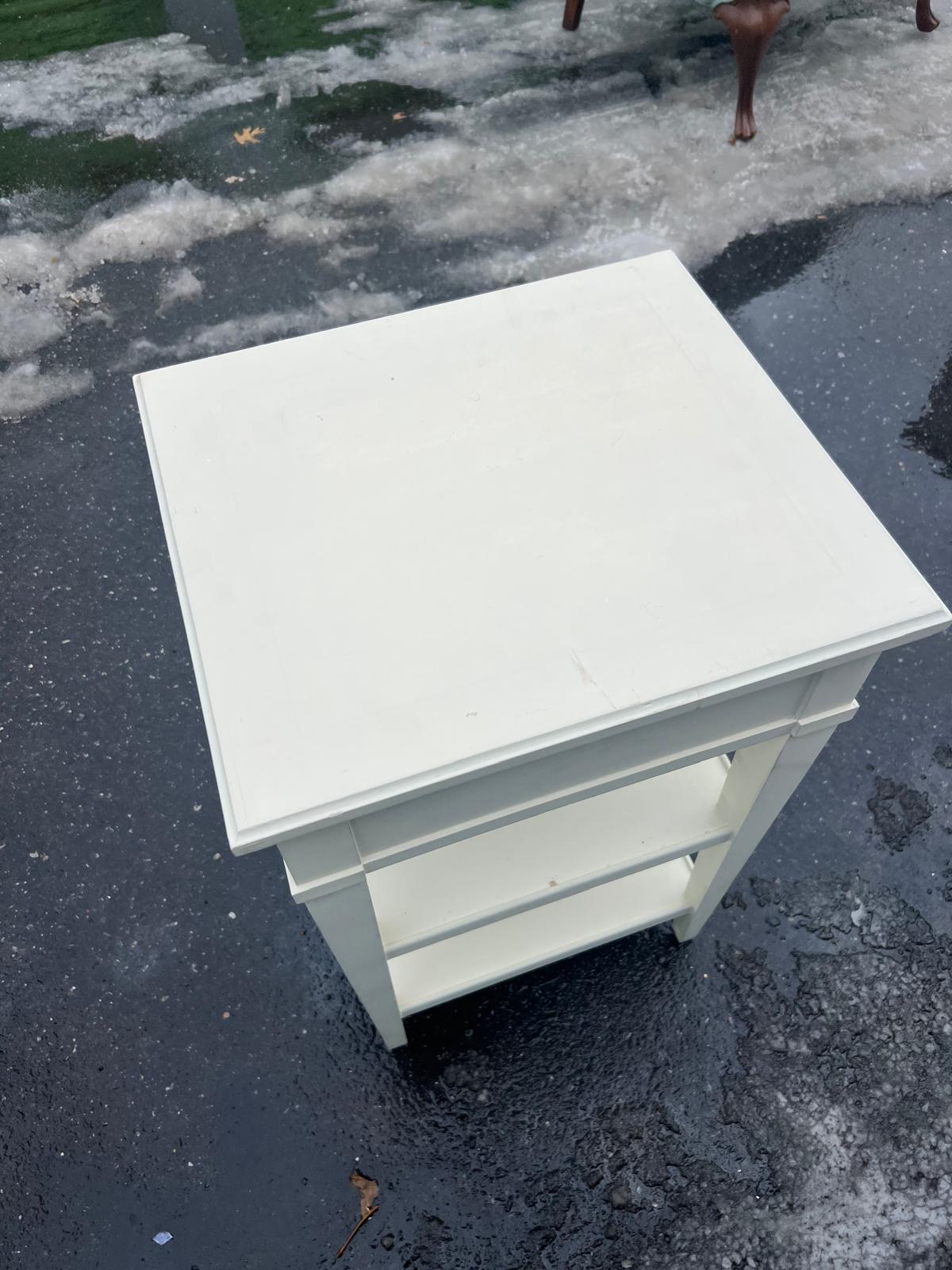 White Painted Nightstand with Drawer & Open Shelving - Image 7