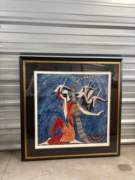 Vibrant MCM Figurative Lithograph, Artist’s Proof by Ting Shao Kuang, “Song of Freedom"