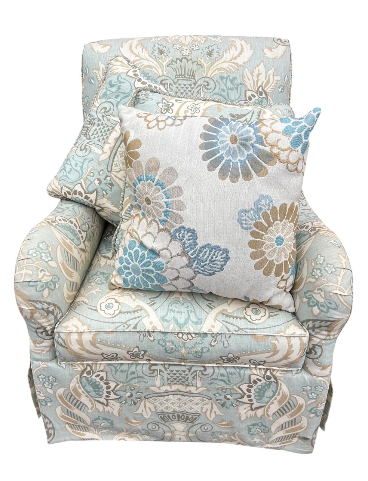 Swivel Rocker club chair in coastal, soft color palette - Image 4