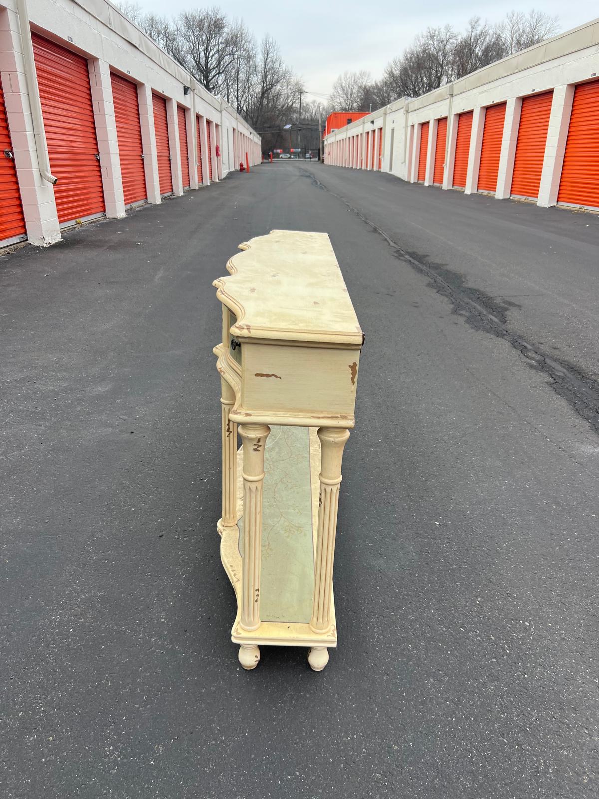 French Country Hand-Painted Console Table with Botanical Drawer - Image 6