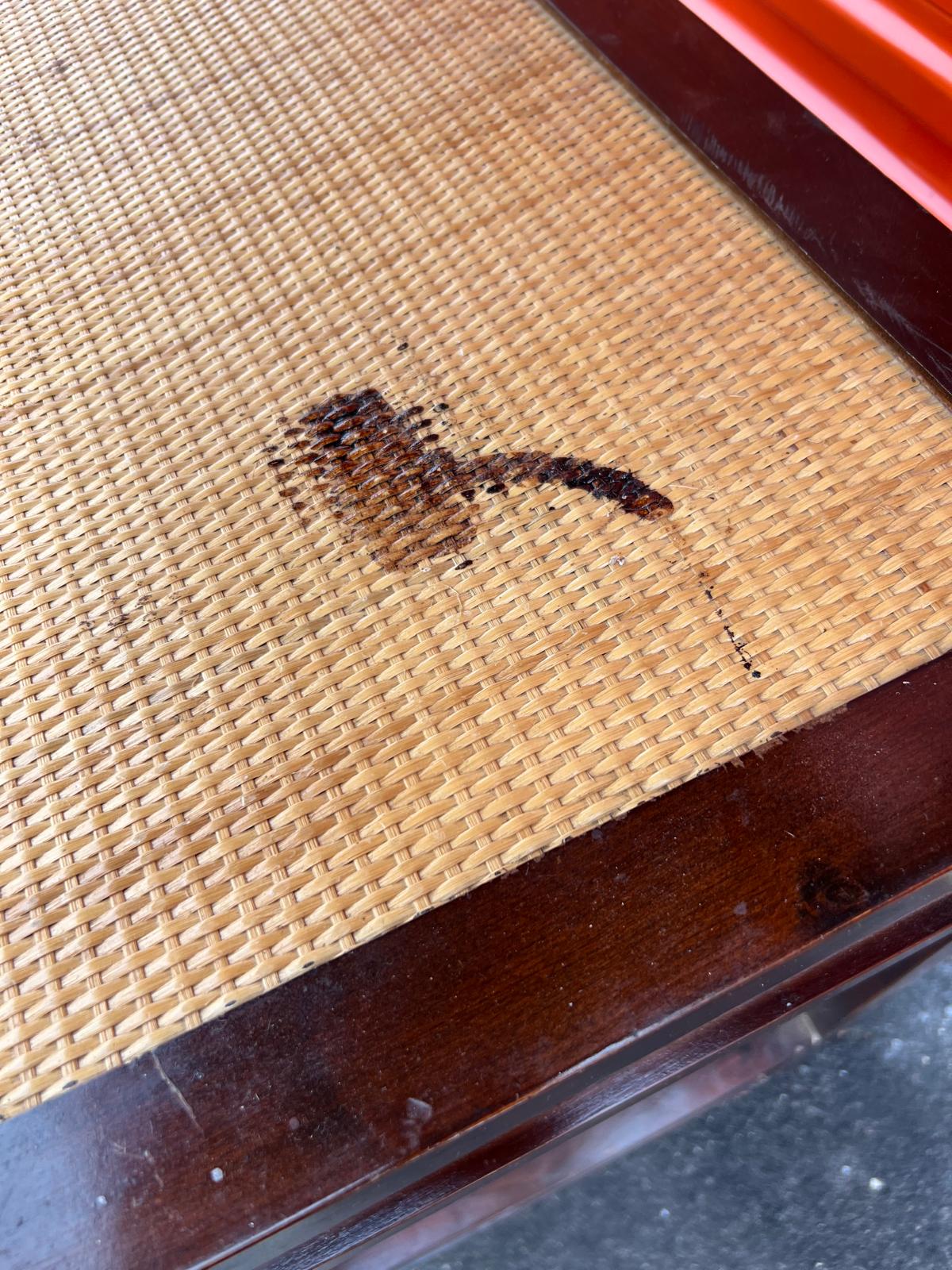 Vintage Dark Wood & Cane Open Shelving with Drawer - Image 5