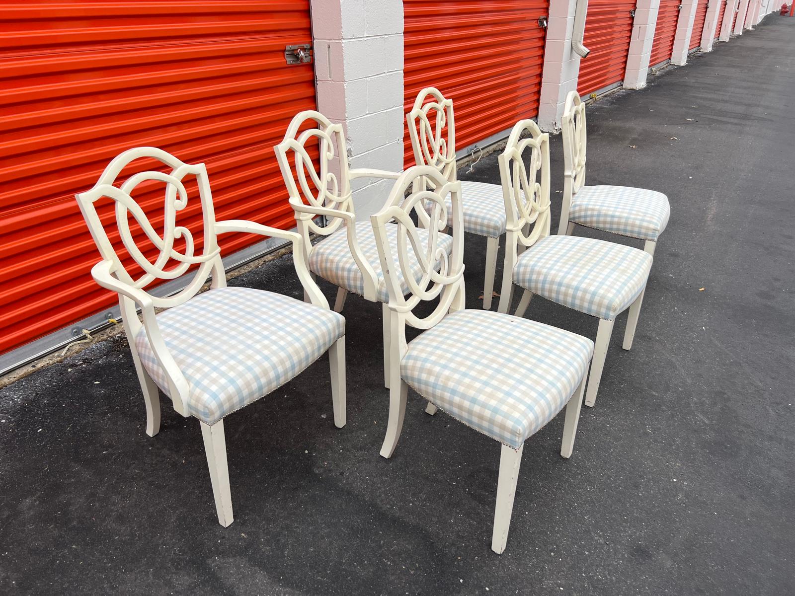 Set of 6 Vintage Custom Upholstered Dining Chairs - Image 4