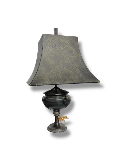 Neoclassical Urn-Form Table Lamp with Gray and Black Shade