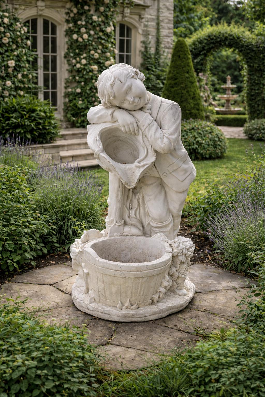Vintage Garden Statue Planter/Fountain Figure