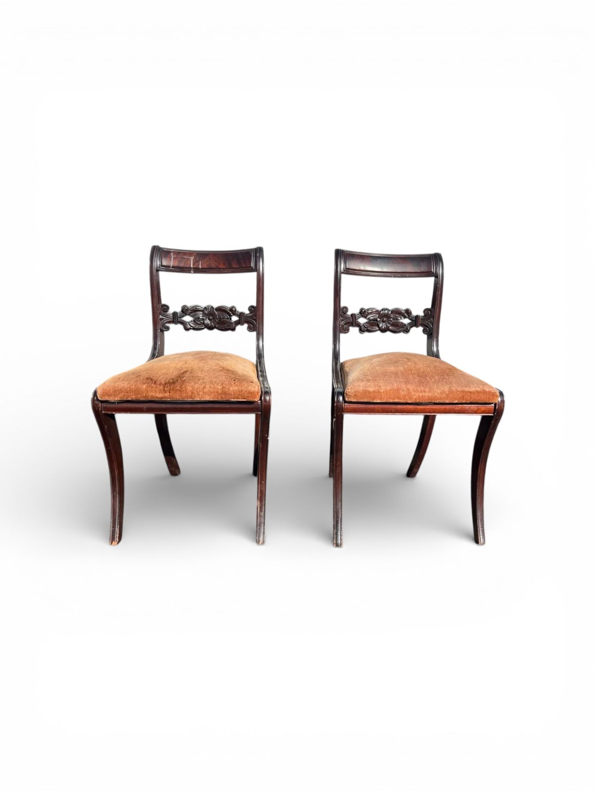Pair of Antique 19th Century Carved Wood Accent Chairs
