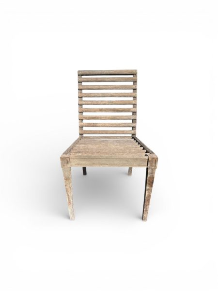 Vintage Slatted Wood Accent Chair