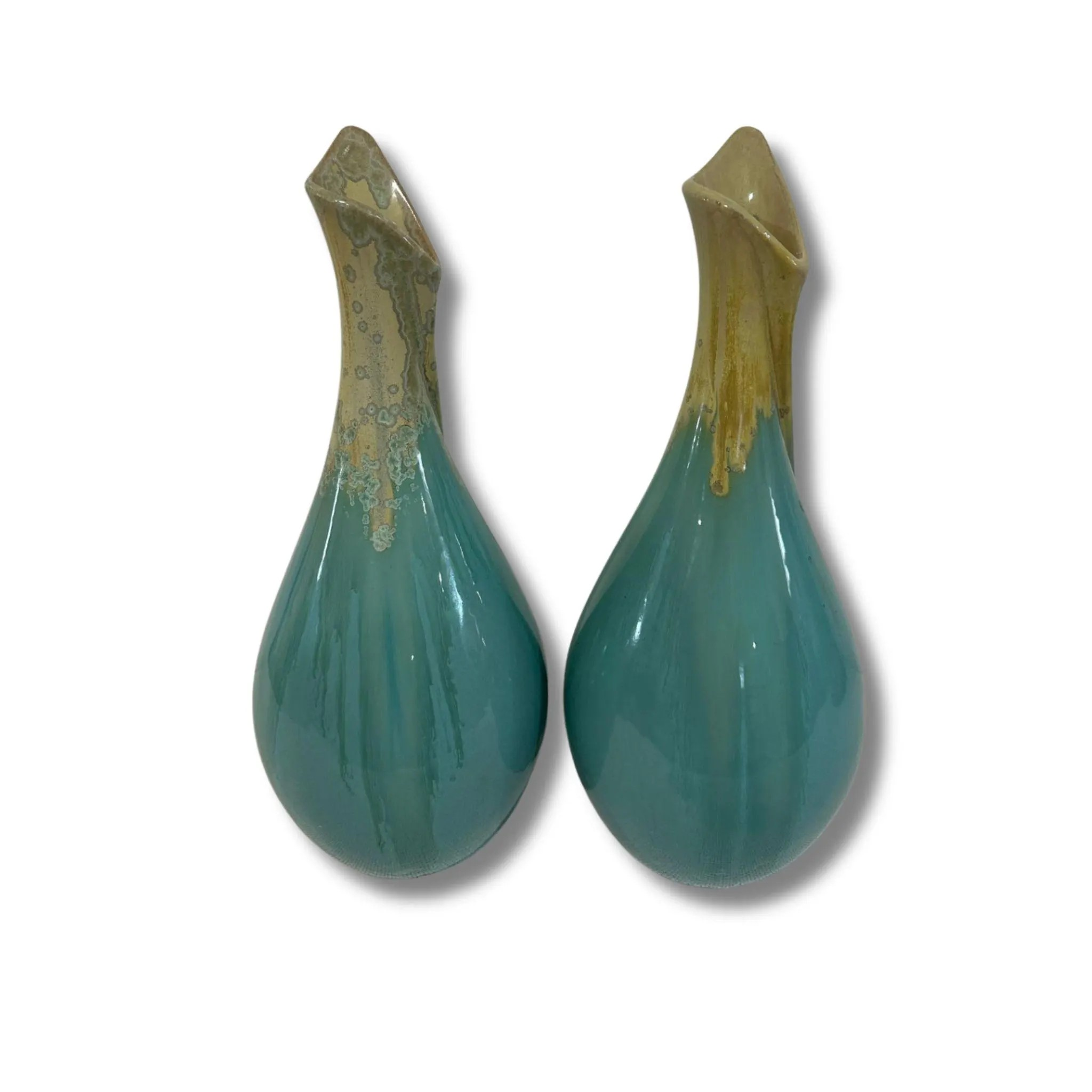 Set of 2 Mid-Century Modern Glazed Pottery Vases - Image 2