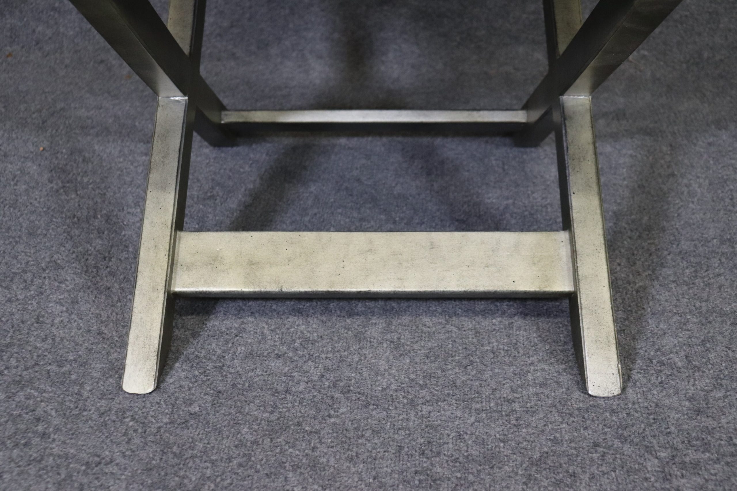 Pair of Upholstered Regency Style mirrored X Benches, Entryway Benches - Image 6