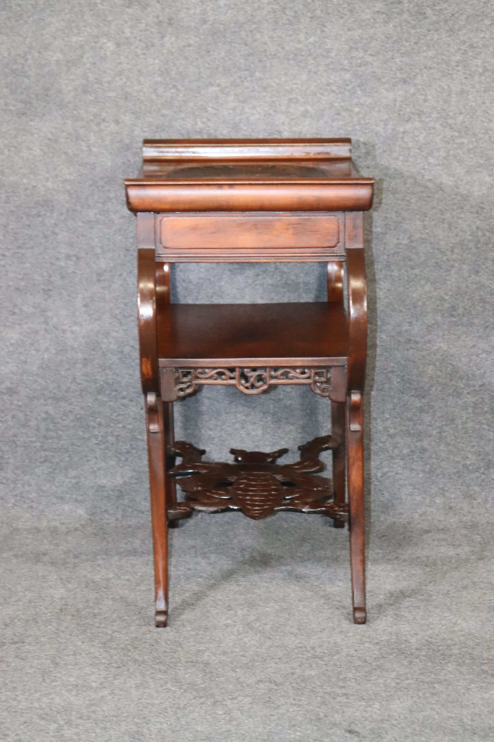 Carved French Oriental Style Two Tier End Table, Side Table - Image 3