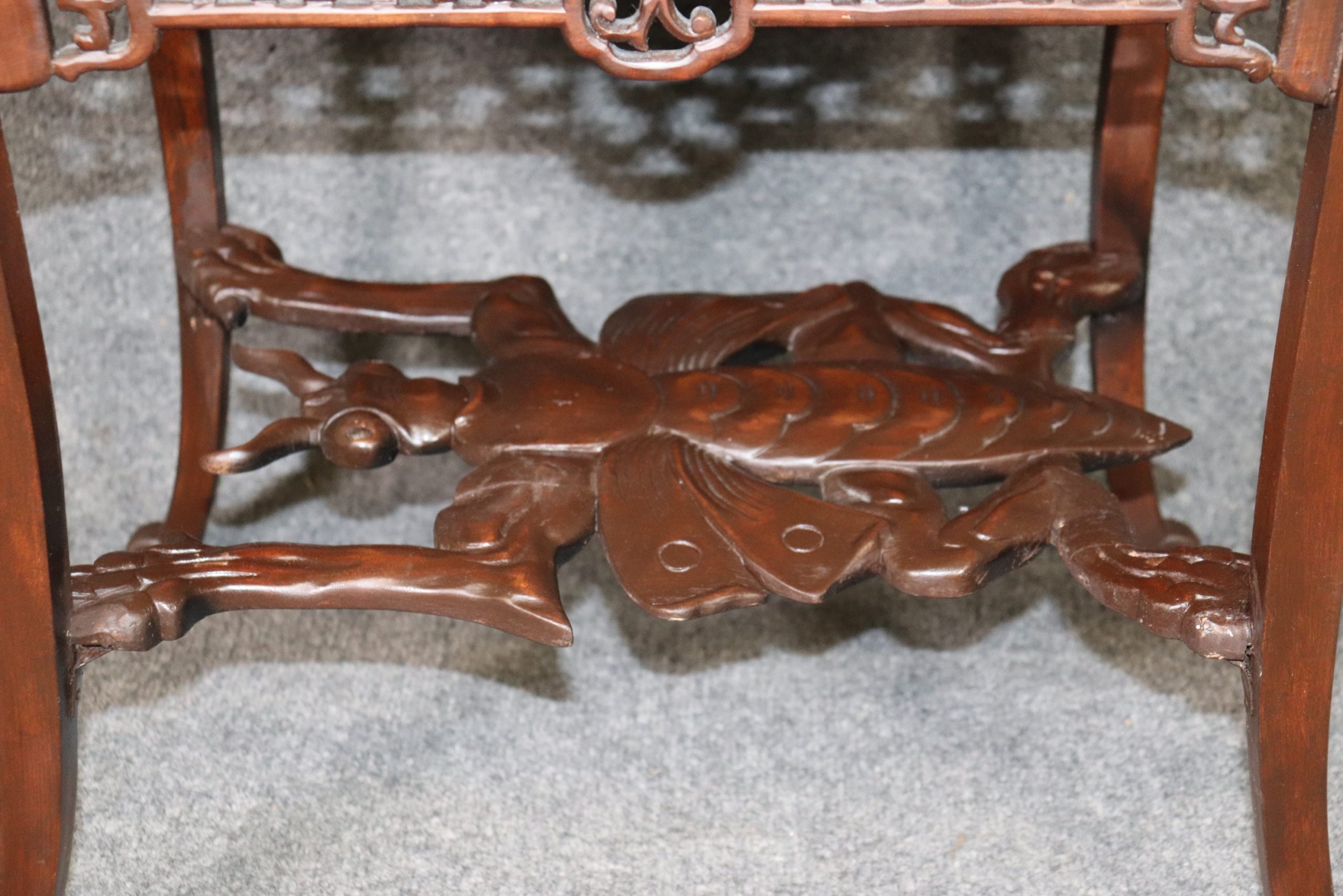 Carved French Oriental Style Two Tier End Table, Side Table - Image 9
