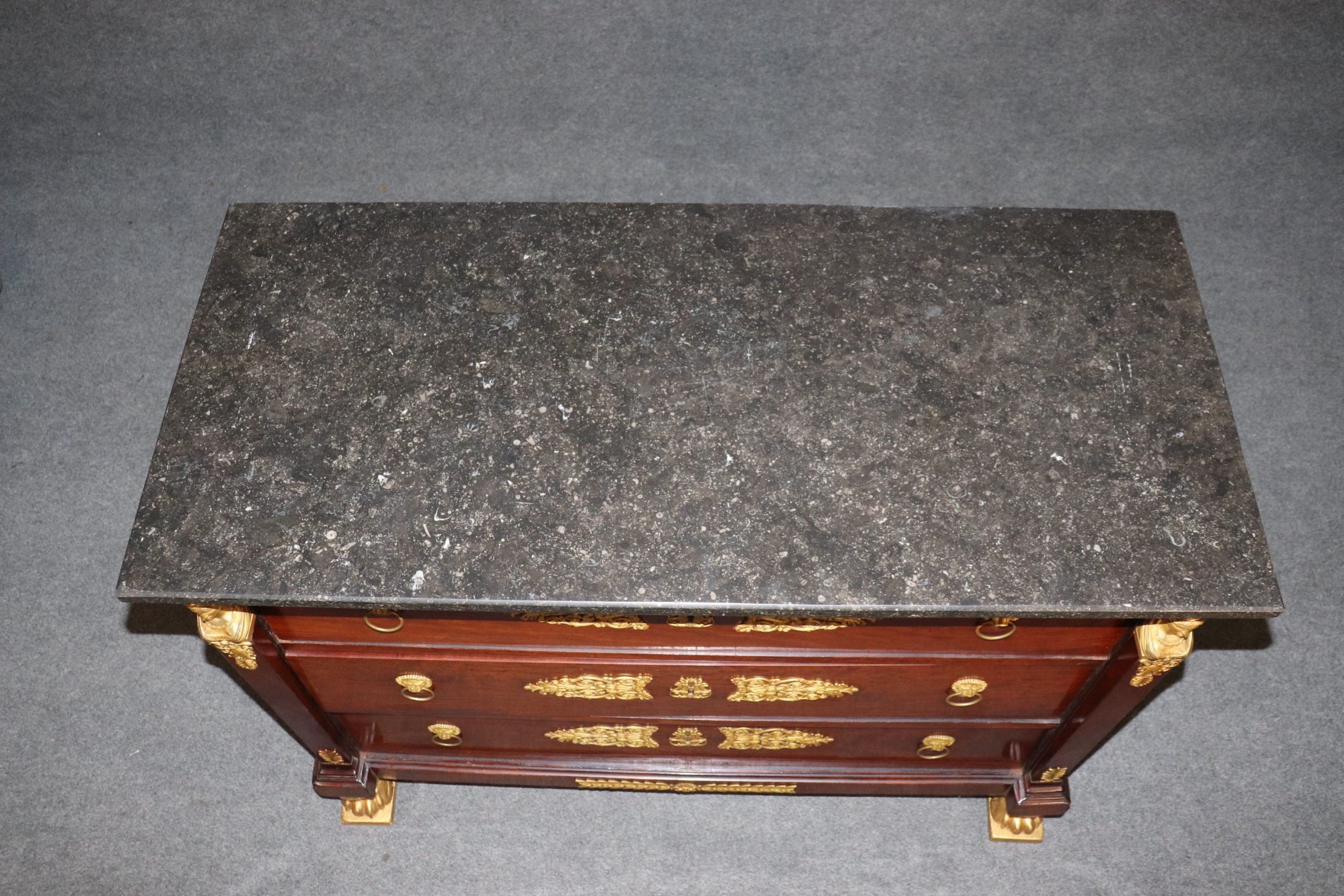 19th Century French Empire Marble Top Dresser, Chest of Drawers - Image 6
