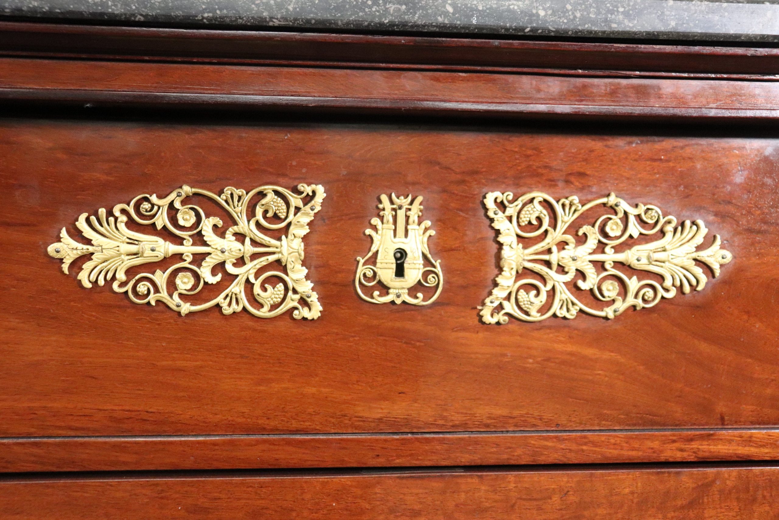 19th Century French Empire Marble Top Dresser, Chest of Drawers - Image 9