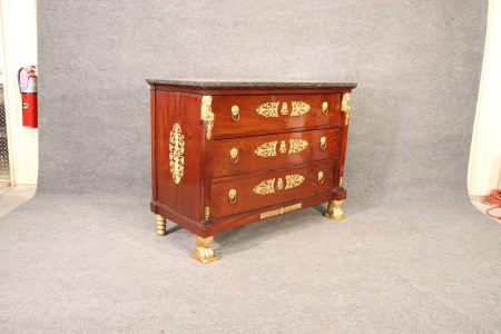 19th Century French Empire Marble Top Dresser, Chest of Drawers