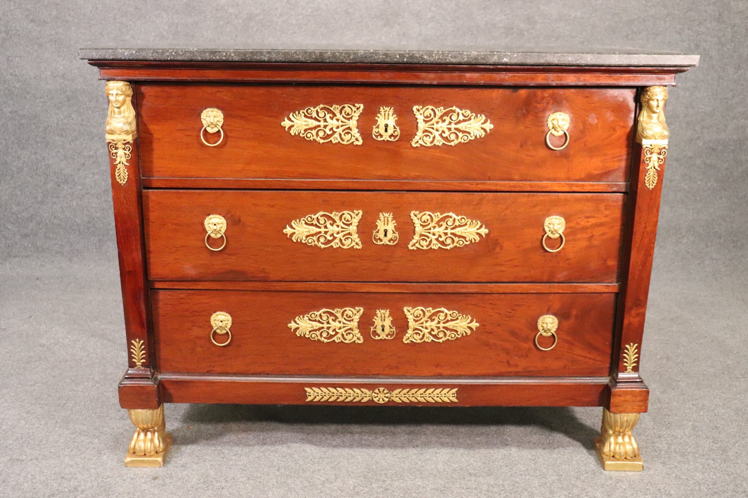 19th Century French Empire Marble Top Dresser, Chest of Drawers - Image 2