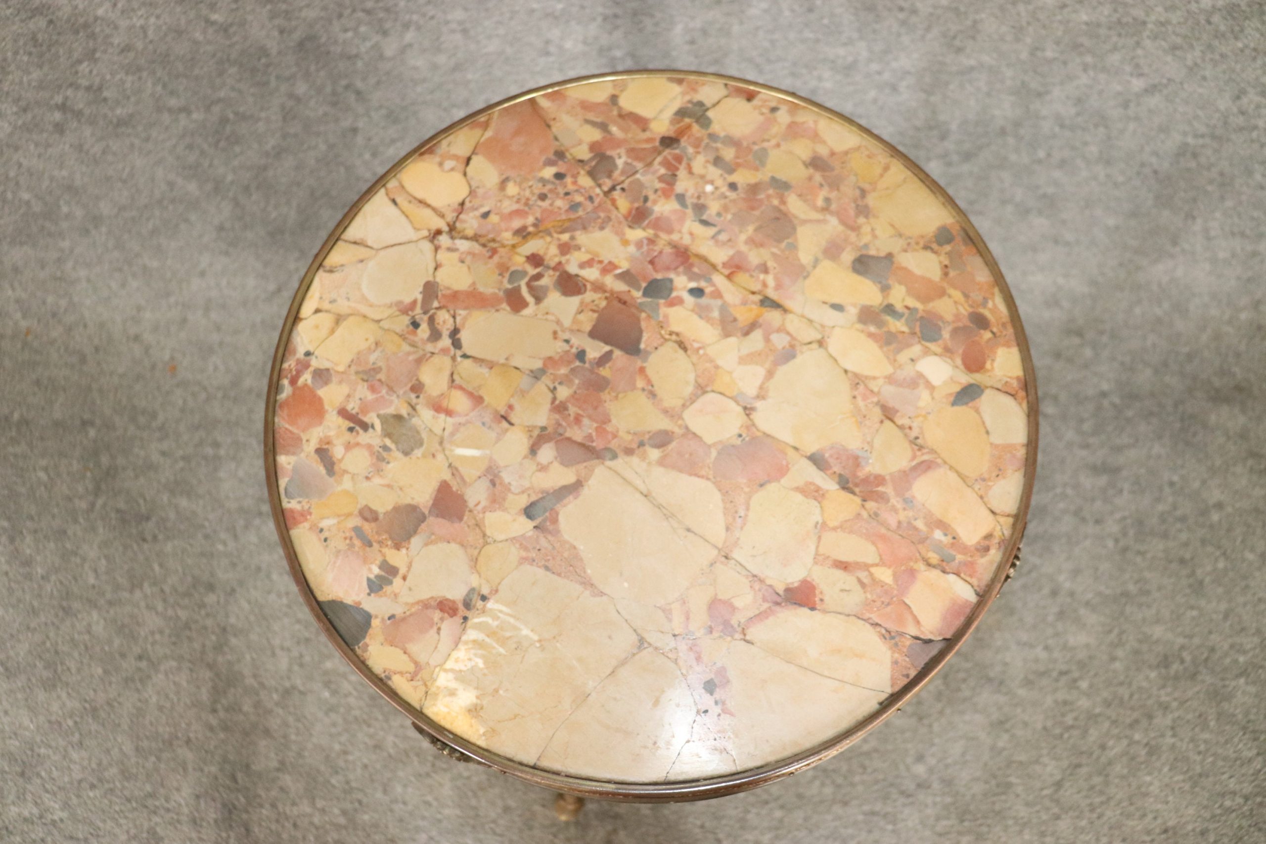 French Louis XV Style Marble Top End Table, Accent Table - Image 6