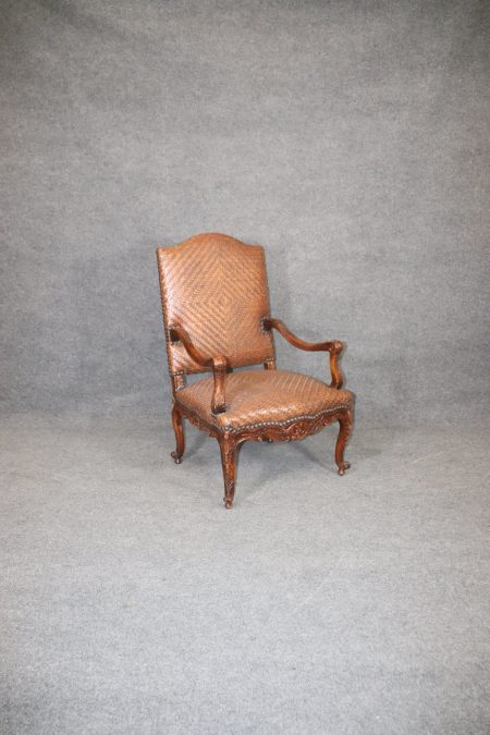 Vintage Weaved Leather Throne Chair, Arm Chair