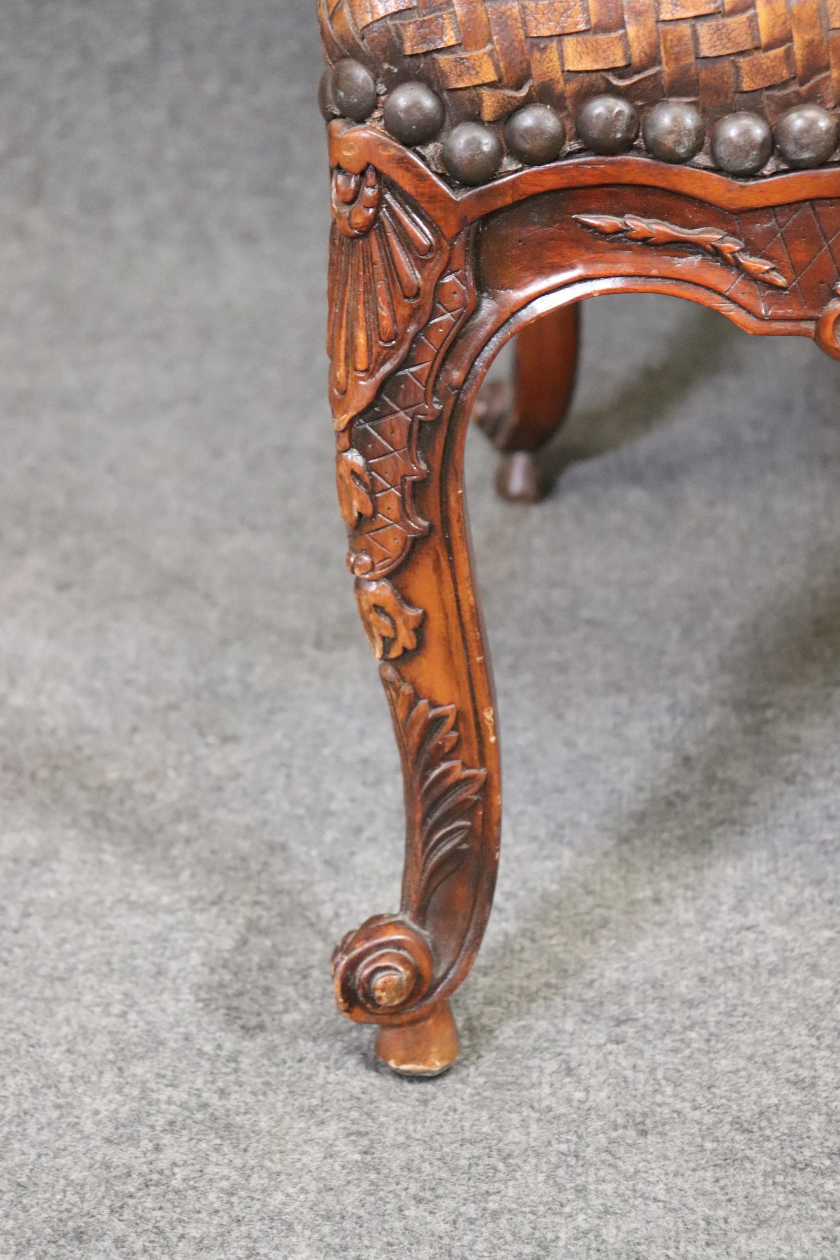 Vintage Weaved Leather Throne Chair, Arm Chair - Image 7