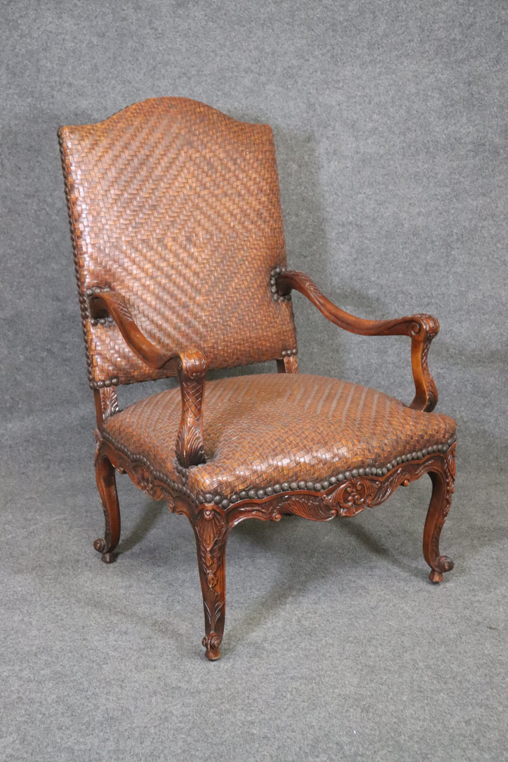 Vintage Weaved Leather Throne Chair, Arm Chair - Image 2