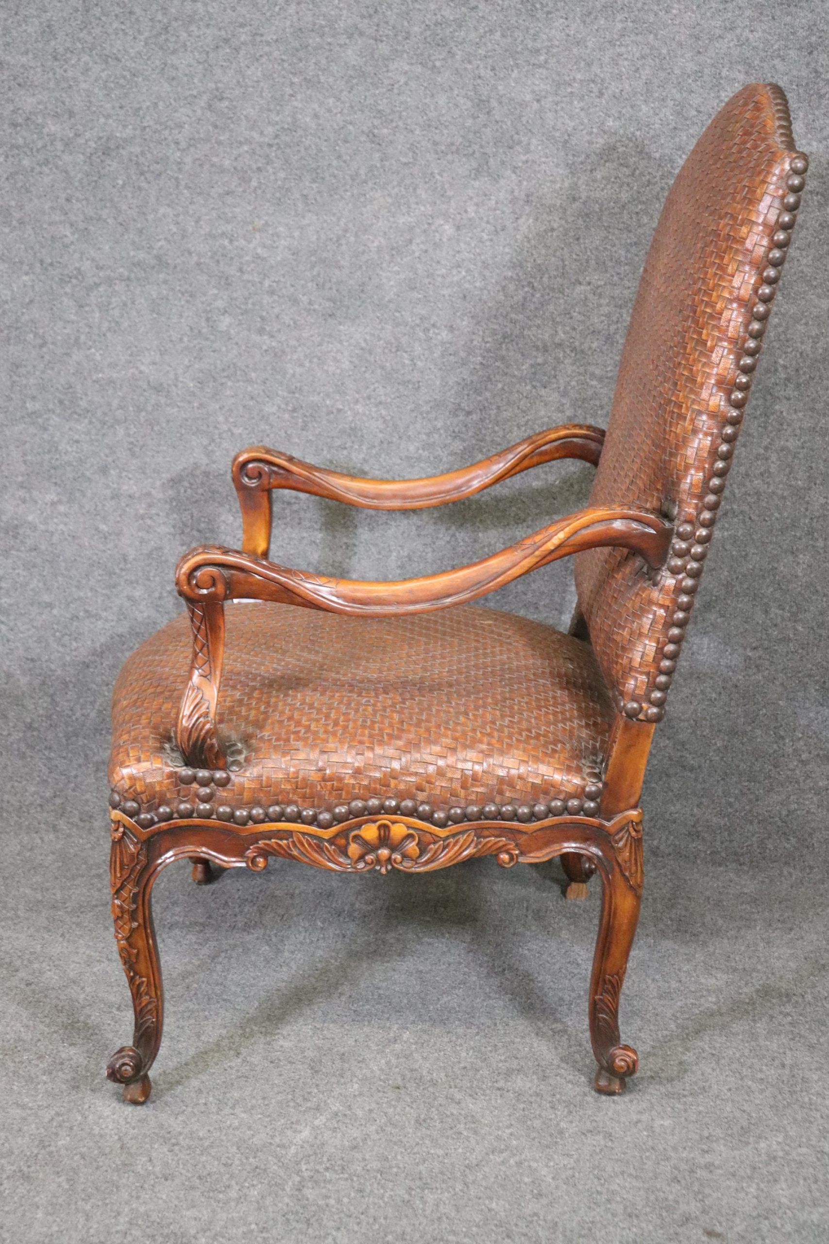 Vintage Weaved Leather Throne Chair, Arm Chair - Image 4