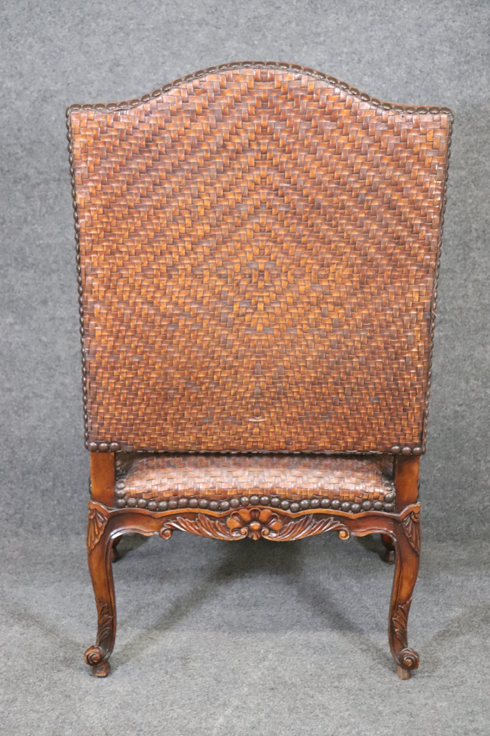 Vintage Weaved Leather Throne Chair, Arm Chair - Image 5