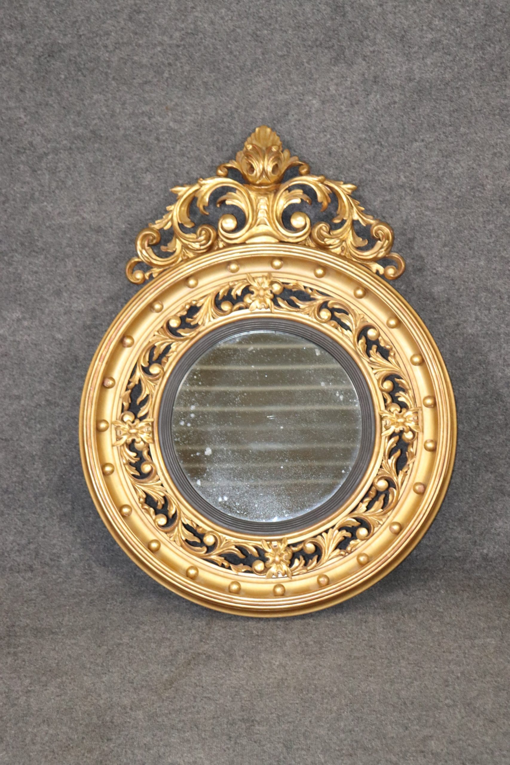 French Directoire Style Gold Gilt Circle Bullseye Mirror, Wall Hanging Mirror - Image 2