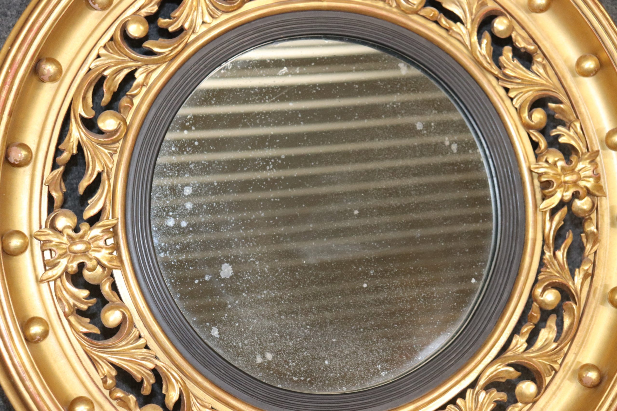 French Directoire Style Gold Gilt Circle Bullseye Mirror, Wall Hanging Mirror - Image 6