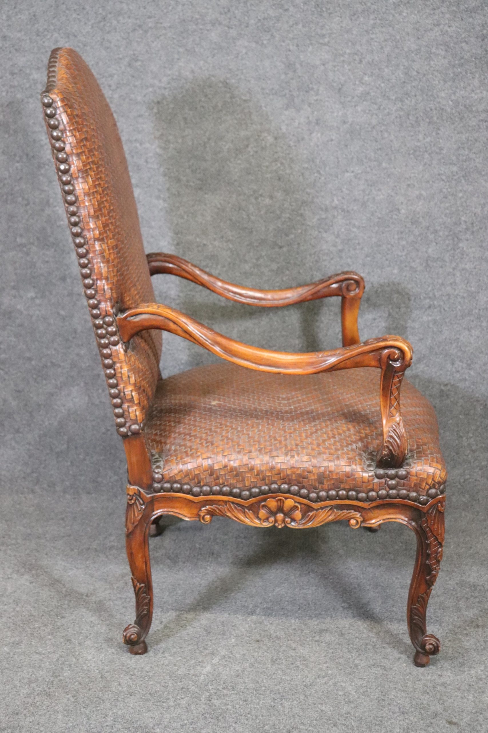 Vintage Weaved Leather Throne Chair, Arm Chair - Image 6