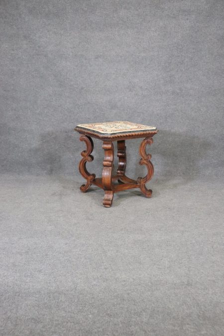 Antique Carved Mahogany End Table, Accent Table