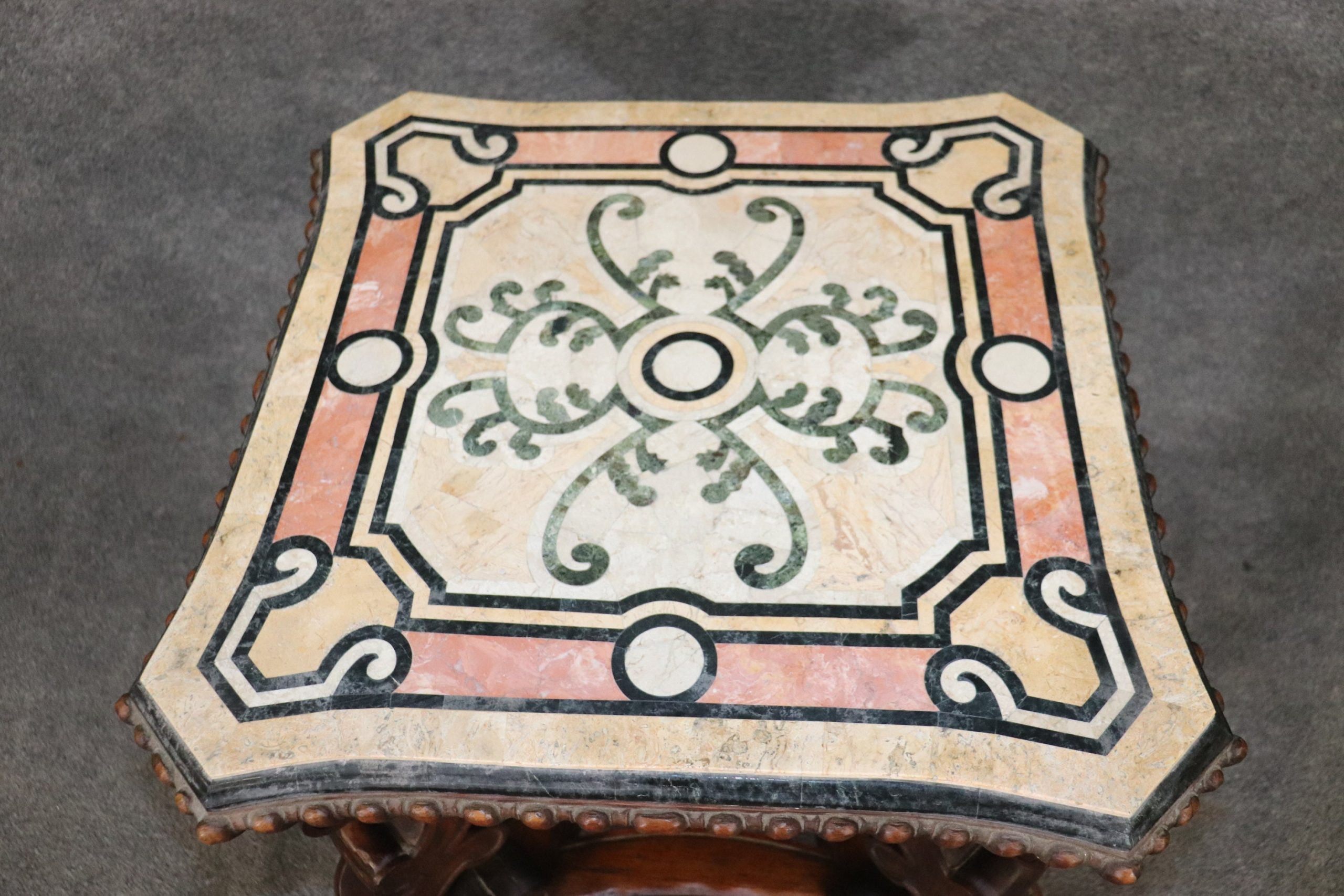 Antique Carved Mahogany End Table, Accent Table - Image 5