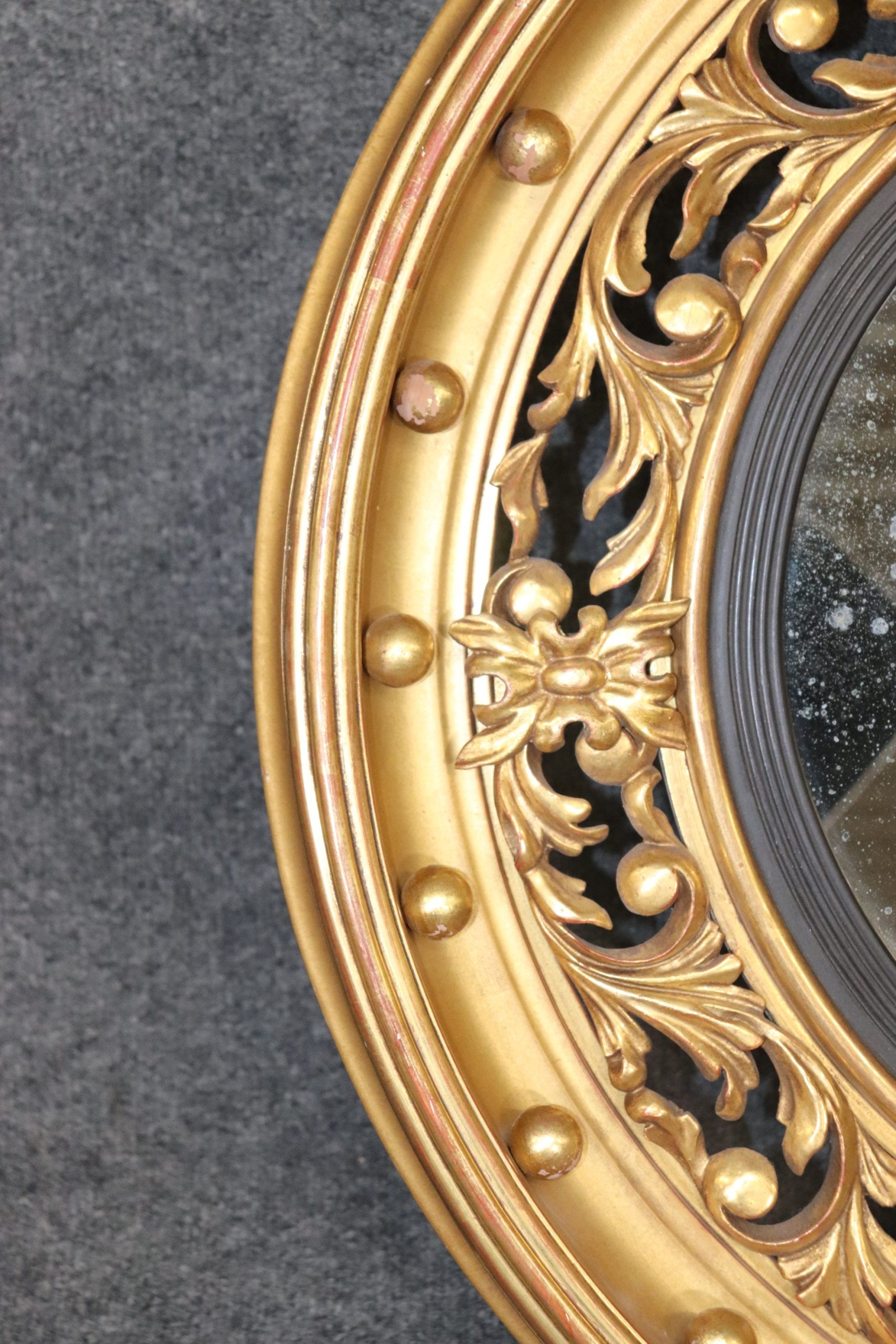 French Directoire Style Gold Gilt Circle Bullseye Mirror, Wall Hanging Mirror - Image 7