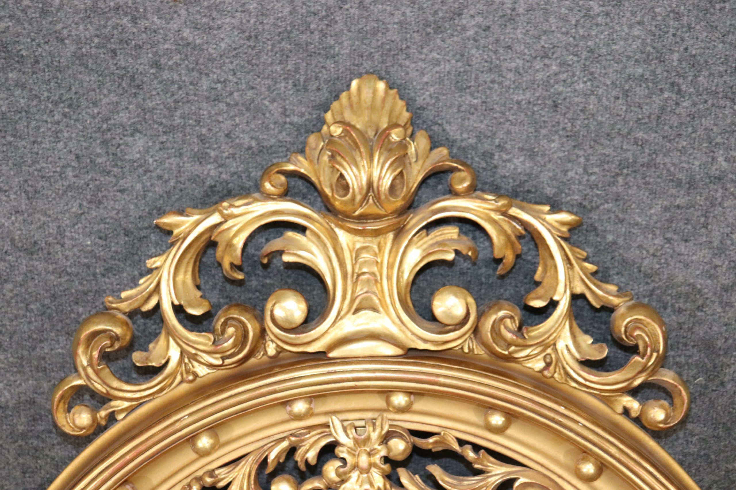 French Directoire Style Gold Gilt Circle Bullseye Mirror, Wall Hanging Mirror - Image 3