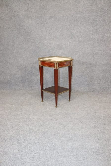 Louis XVI Style French Mahogany and Marble Top Stand, dpluxuries