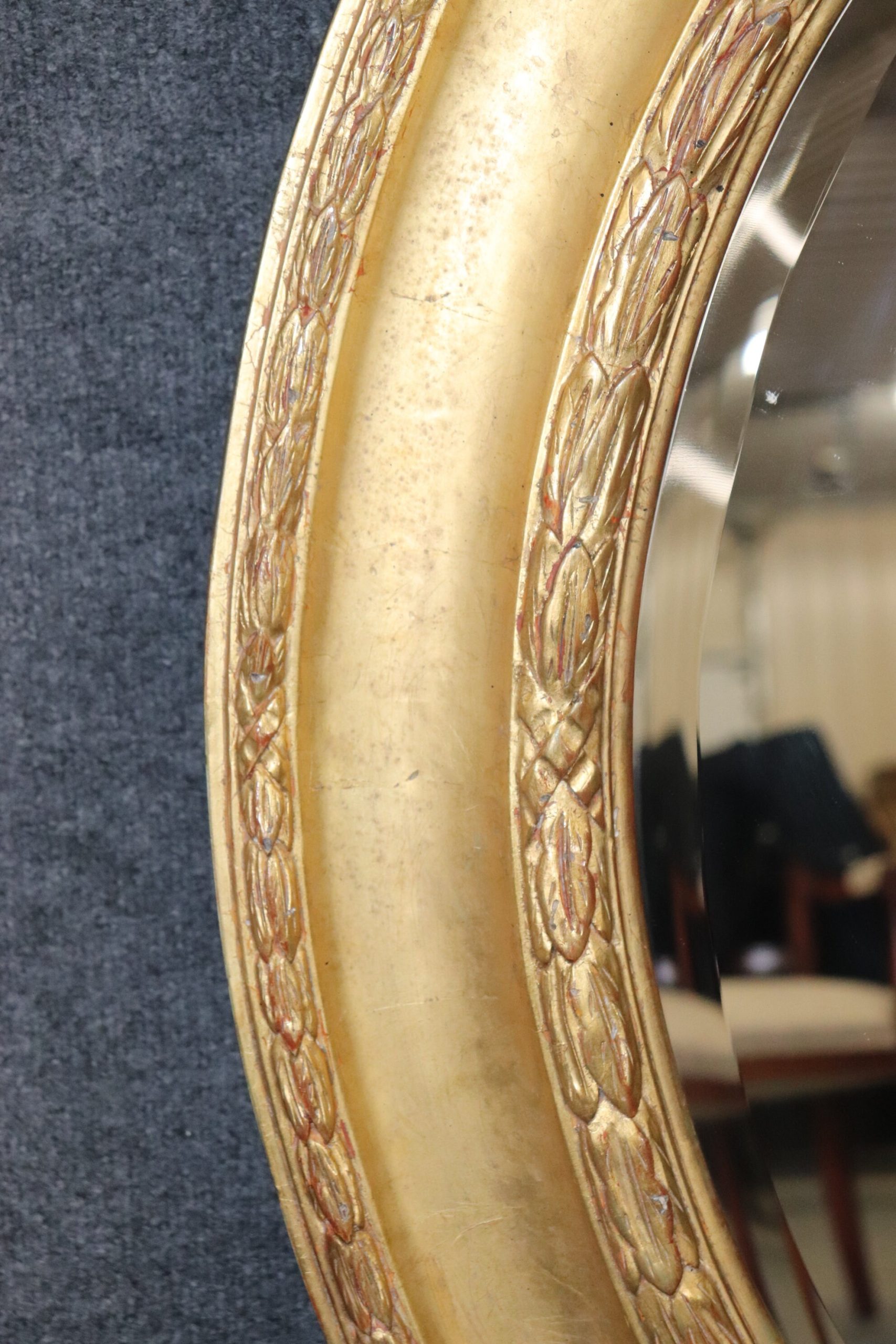 Oval French Gilt Louis XV Style Beveled Glass Gold Mirror, DPluxuries - Image 4