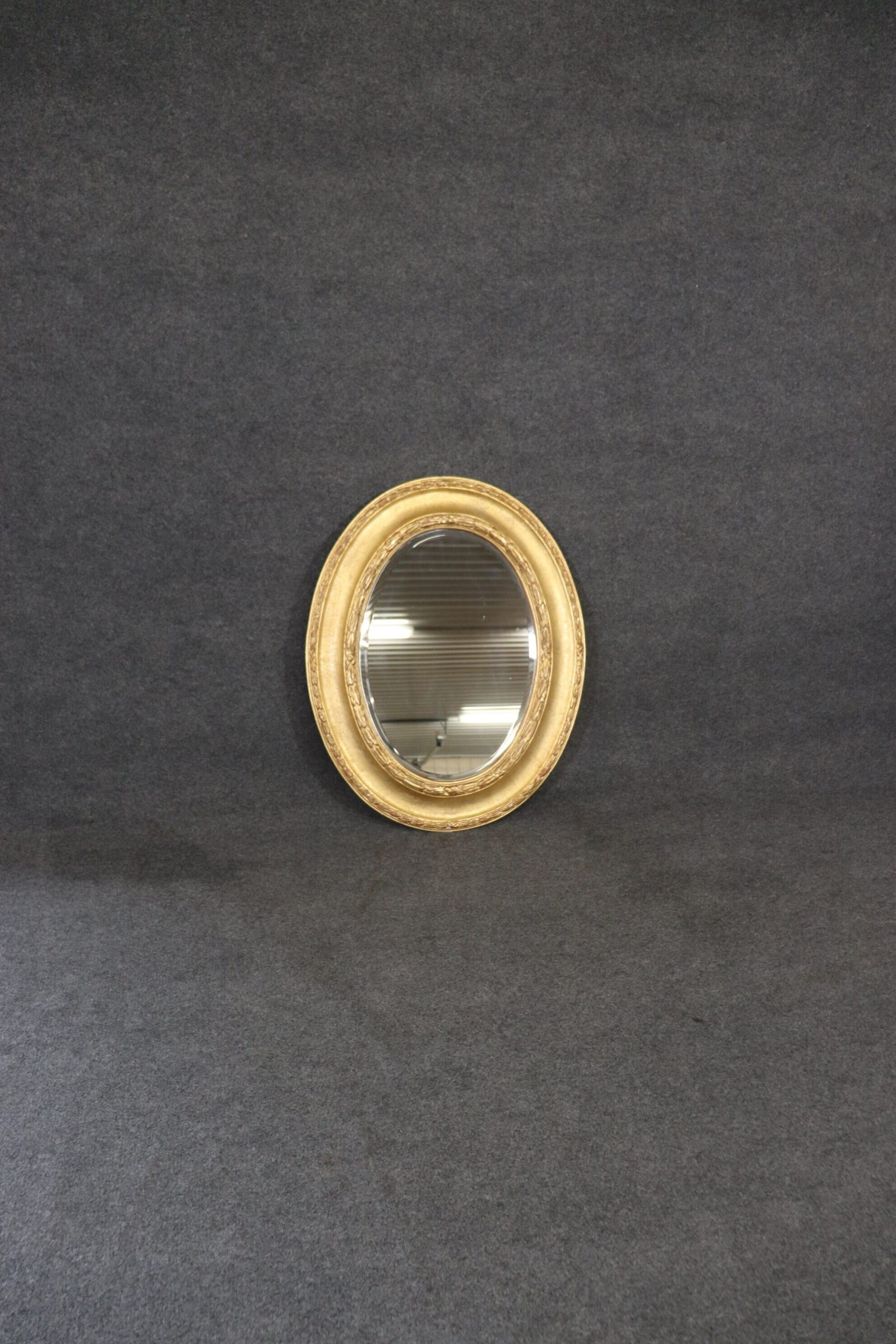 Oval French Gilt Louis XV Style Beveled Glass Gold Mirror, DPluxuries