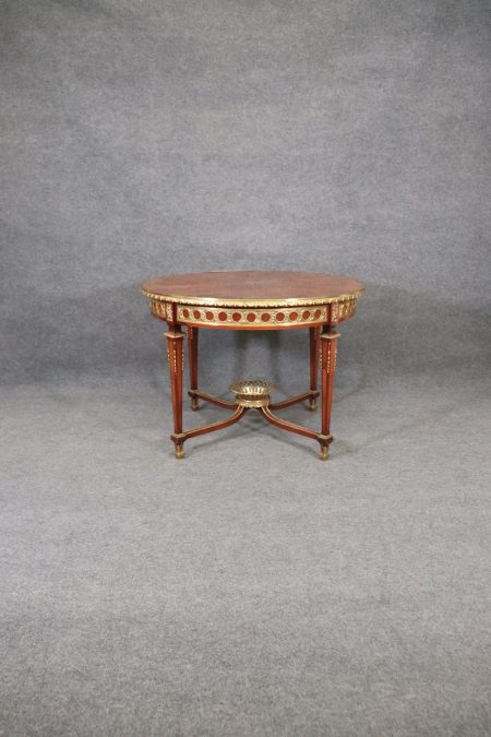 French Louis XVI Directoire Style Center Table With Brass Accents