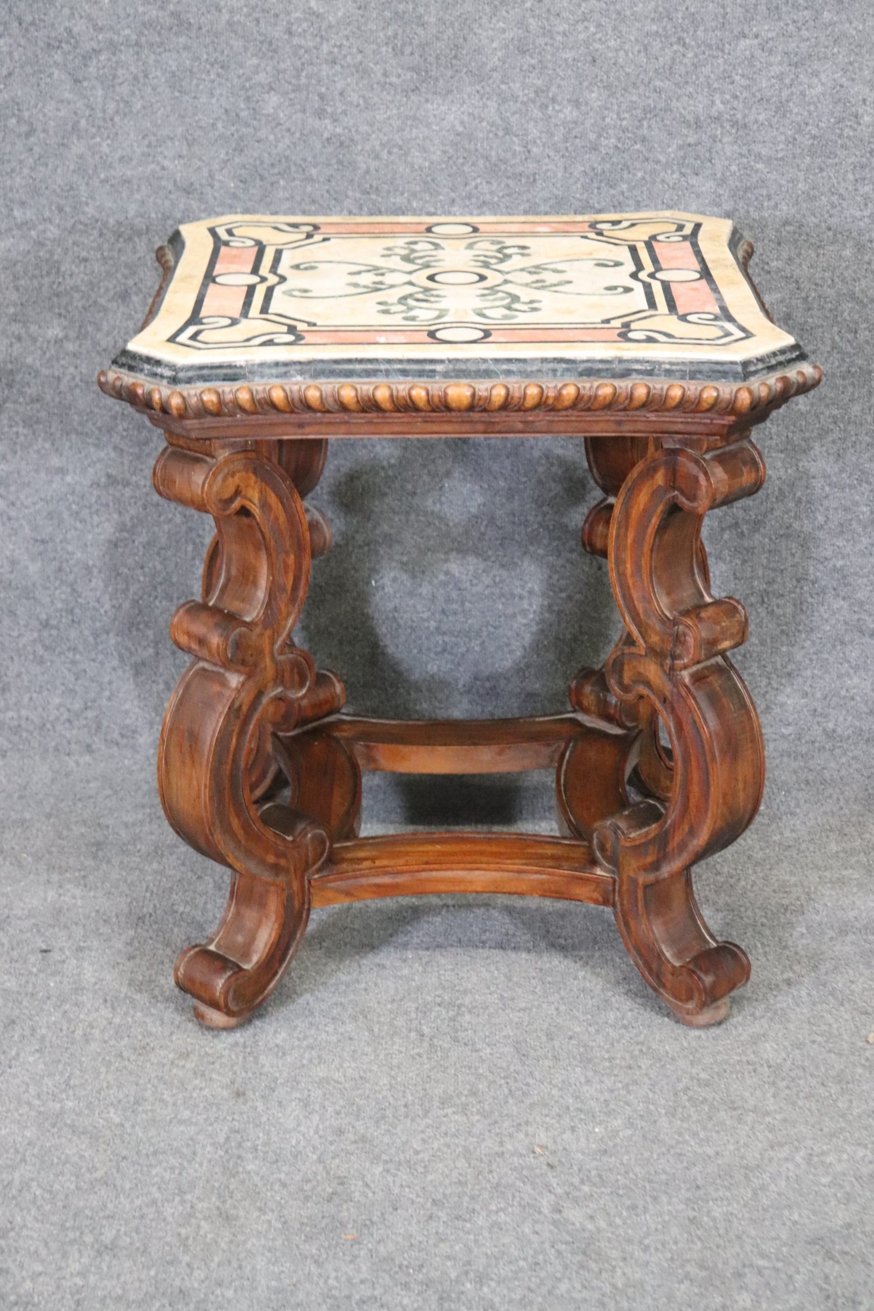 Antique Carved Mahogany End Table, Accent Table - Image 3