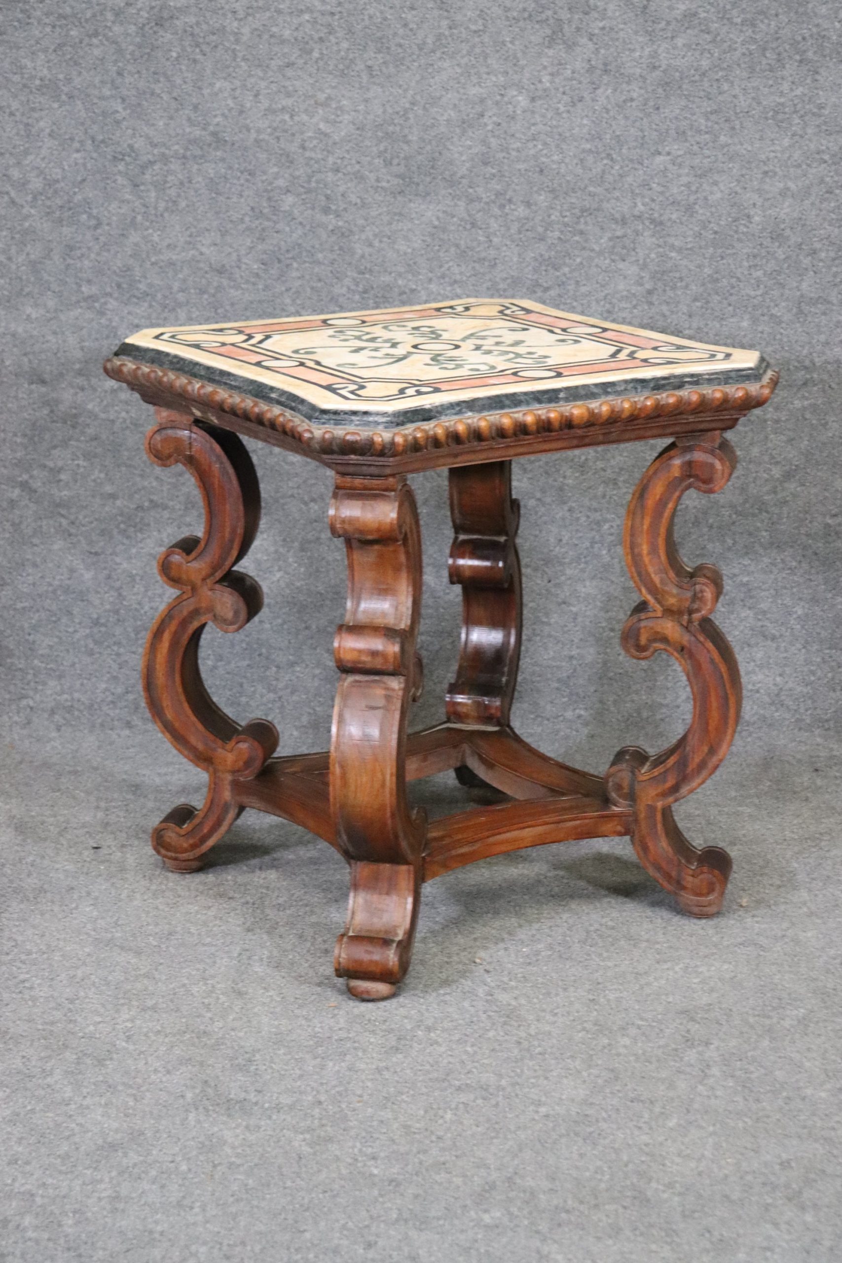 Antique Carved Mahogany End Table, Accent Table - Image 2