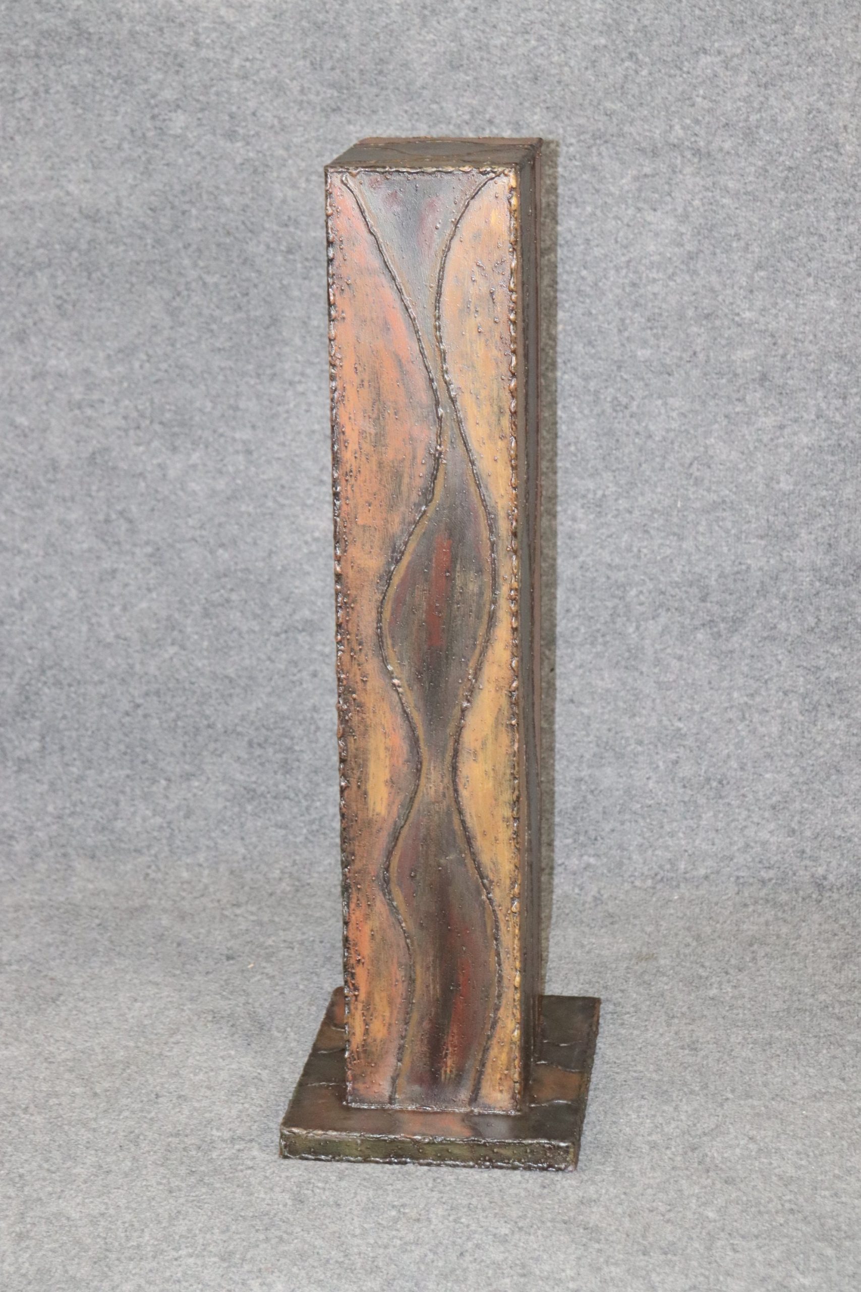 Mid Century Modern Brutalist Acid Wash Pedestal In The Manner of Paul Evans MCM Furniture, MCM Decor - Image 4